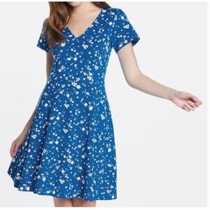 Draper James Blue Floral Love Circle Dress Womens Small Ponte Knit Fit & Flare